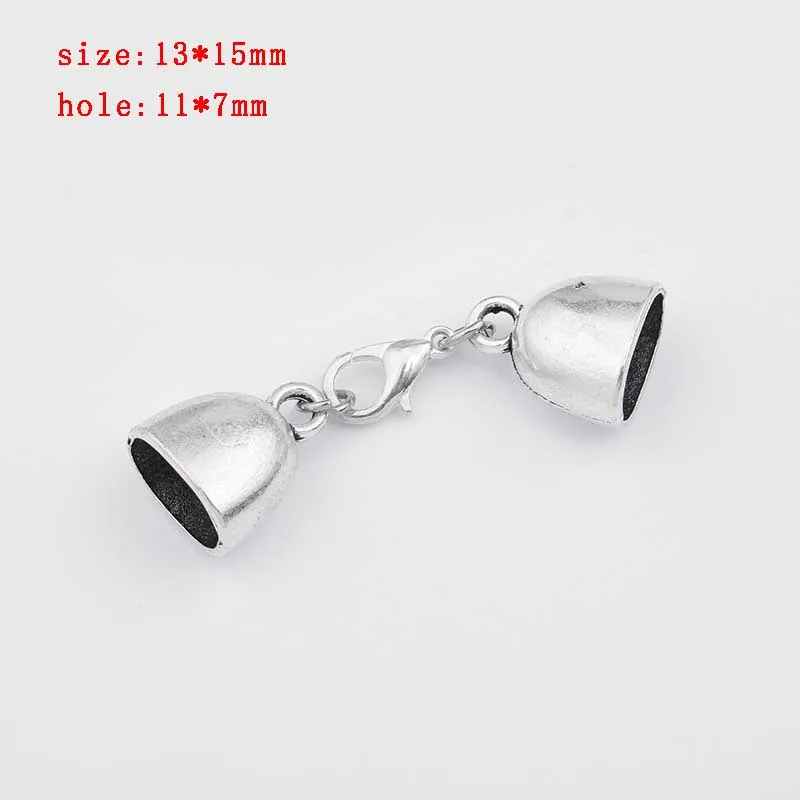2 5 sets Zinc Alloy Clasp Lobster Clasps Hook End Caps Connectors For 5/6/7/8/10mm Leather Cord Bracelet Necklace Jewelry Making - Цвет: 2