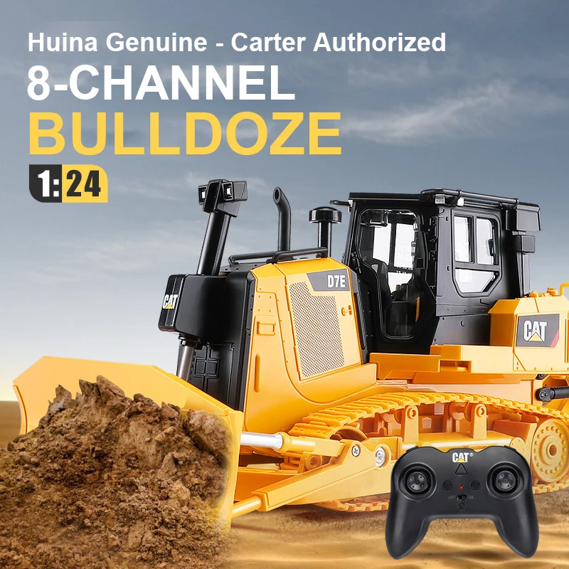 Huina 1:24 Радиоуправляемый грузовик бульдозер тяжелый Гусеничный Трактор модель