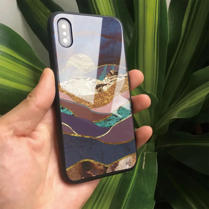 

OUTMIX color fields Coque Phone Case glass Cover For Apple iphone XR 5 SE X XS 7 8 XSmax 6 6S PLUS
