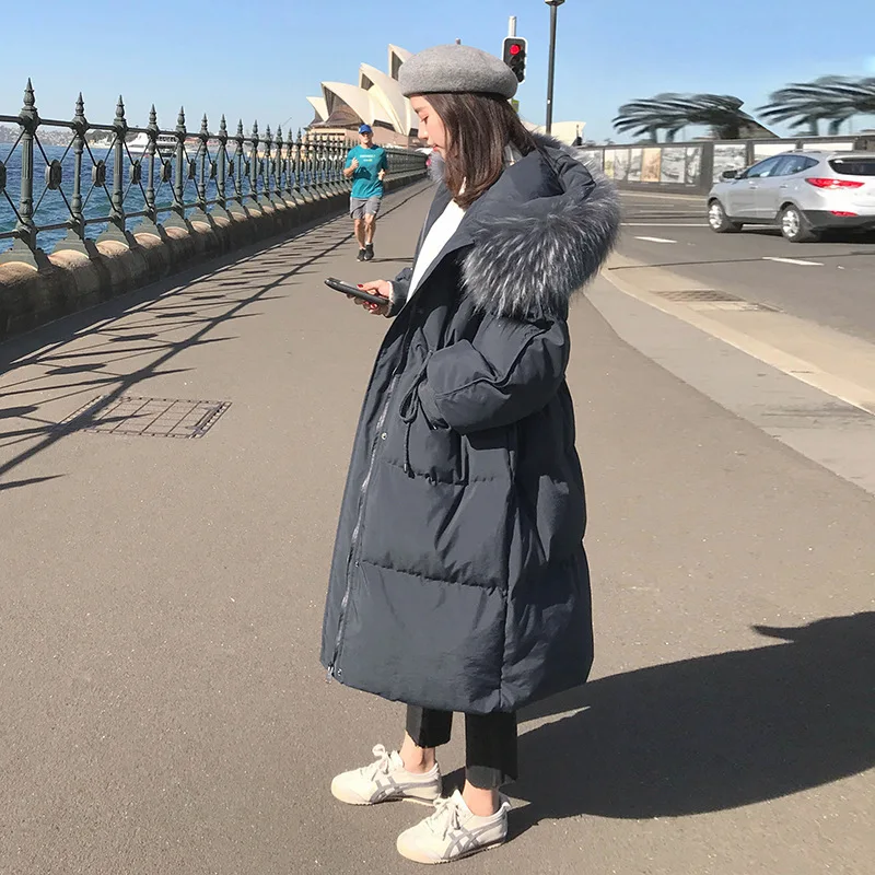 Женское зимнее длинное пальто с подкладкой, меховые толстовки, пуховая парка