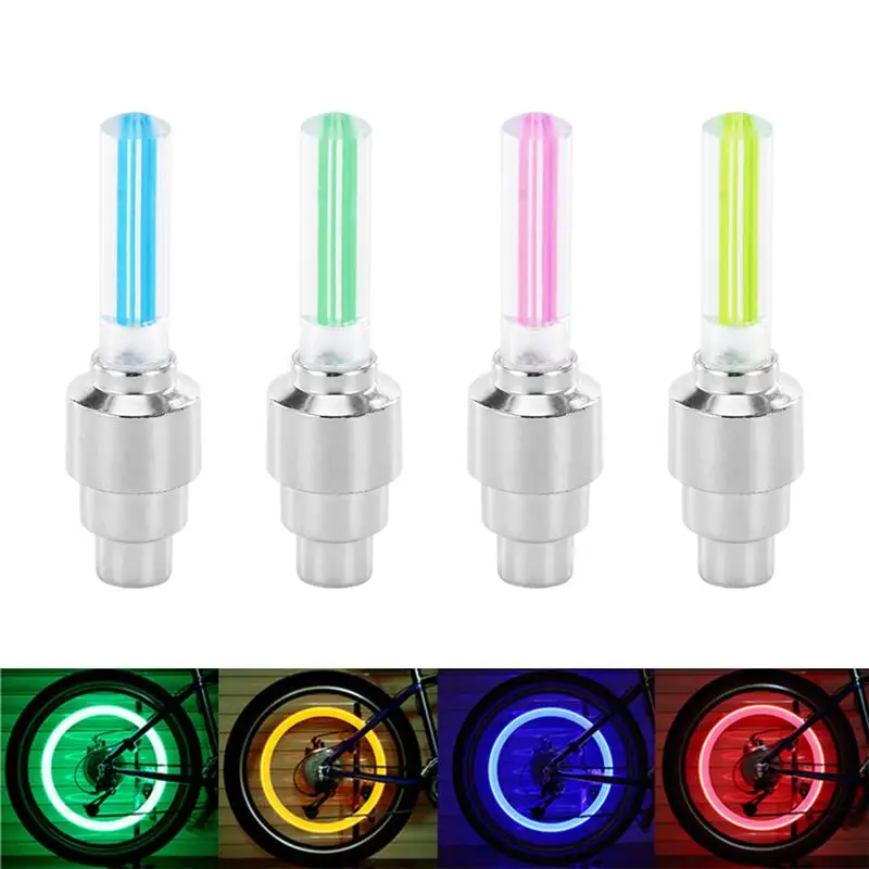 

2PCS Bicycle LED Neon Lamp Cover LED Light Tire Valve Cap Bicycle Flash Light Wheel Mountain Road Bike Cycling Tyre Wheel Lights