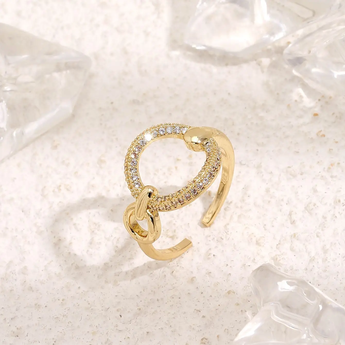 

Fashion Real gold color electroplating circle hollow index finger ring simple ins popular open ring female