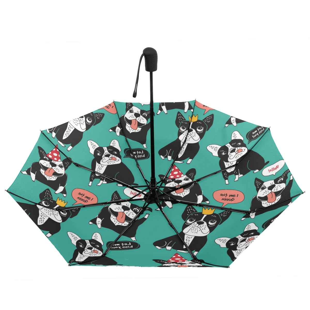 Зонт с французским бульдогом, автоматический женский зонт, ветрозащитный, три складных зонта Happy Dog, Зонт от дождя для женщин и мужчин, индивидуальный