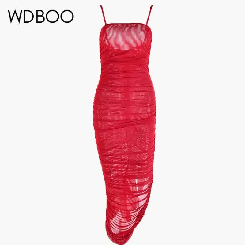 WDBOO Сетчатое Бандажное платье на бретельках сексуальное прозрачное Клубное