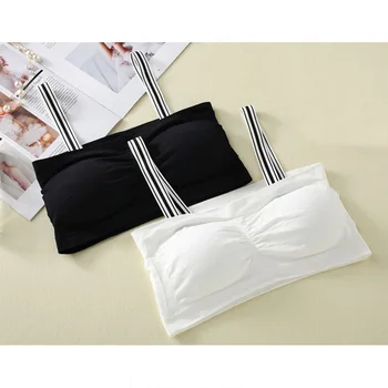 

Women Lingerie Bras Casual Soft Full Cup Underwear Black White Thin Belt Lingerie Wirefree Seamless Bras