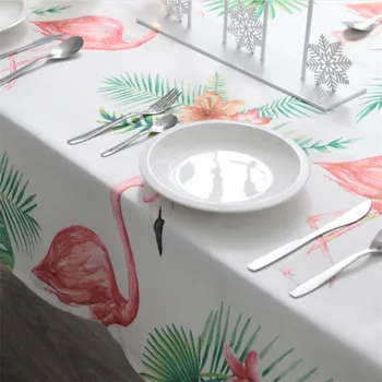 

Pink Flamingo Print Pattern Tablecloth Nordic Modern Dining Rectangular Coffee Table Cloth ZB-HM295#30
