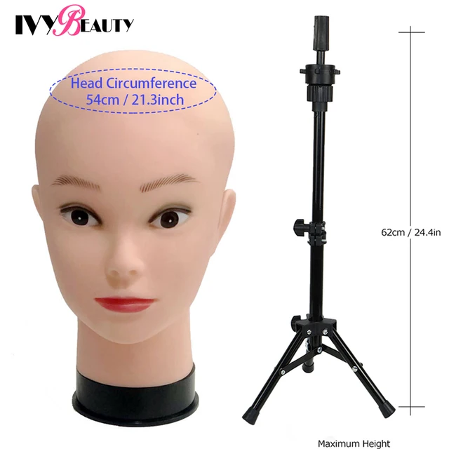 Female Bald Mannequin Head With Stand Cosmetology Practice African Training Manikin Head With Wig Stand Tipod For Mannequin Wigs Head With Tripod