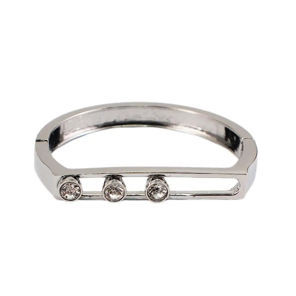 Браслет-манжета со стразами для женщин, для свадебной вечеринки, очаровательные ювелирные изделия, металлический геометрический массивный браслет, браслет UKMOC - Окраска металла: Silver Bracelets