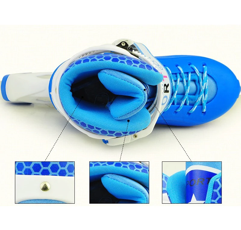 New Teenagers Children Inline Skate Roller Skating Shoes Helmet Knee Protector Gear Adjustable Flashing PU Wheels Pink Blue