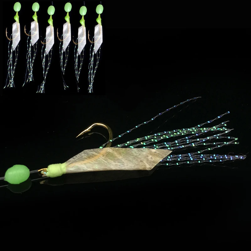 VINFUTIN Esche Sabiki Luminescenti Per Pesca In Acqua Salata E Dolce | Set Con Ami 8-16, Perline Luminose E Girelle