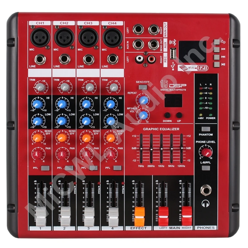 Red color EFX4 4 Channel Bluetooth Mixer Sound
