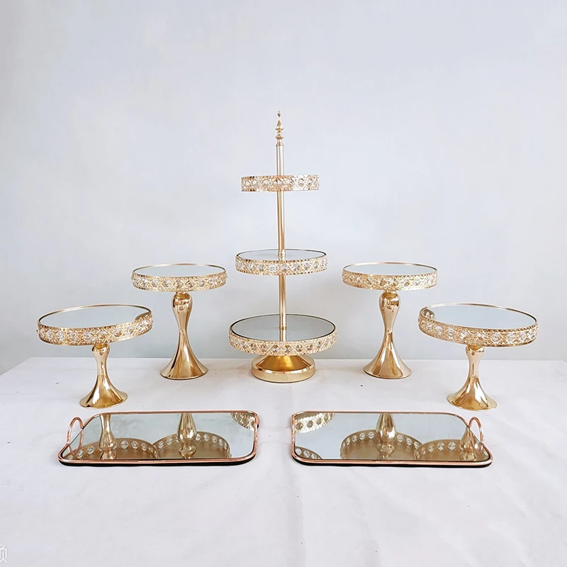 1pcs-13pcs Beautiful Tray 3 tier Cupcake Dessert Display Decoration Tools Wedding Crystal Mirror Cake Stand set