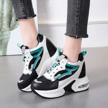 Женская обувь на платформе, визуально увеличивающая рост; спортивная обувь на танкетке; обувь на платформе и каблуке; кроссовки; Женская прогулочная обувь; Chaussure Femme E15-14