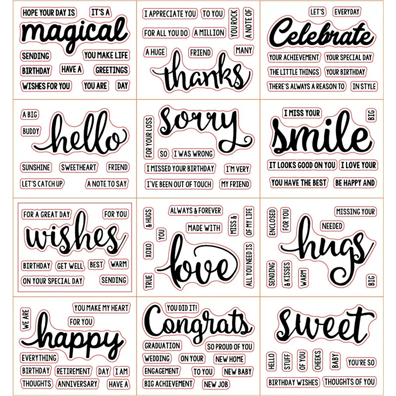 "Congrats" "Sweet" "Love" Words Clear Silicone Stamp for Scrapbooking DIY Album Decorative Card Making Template 3x4inch New