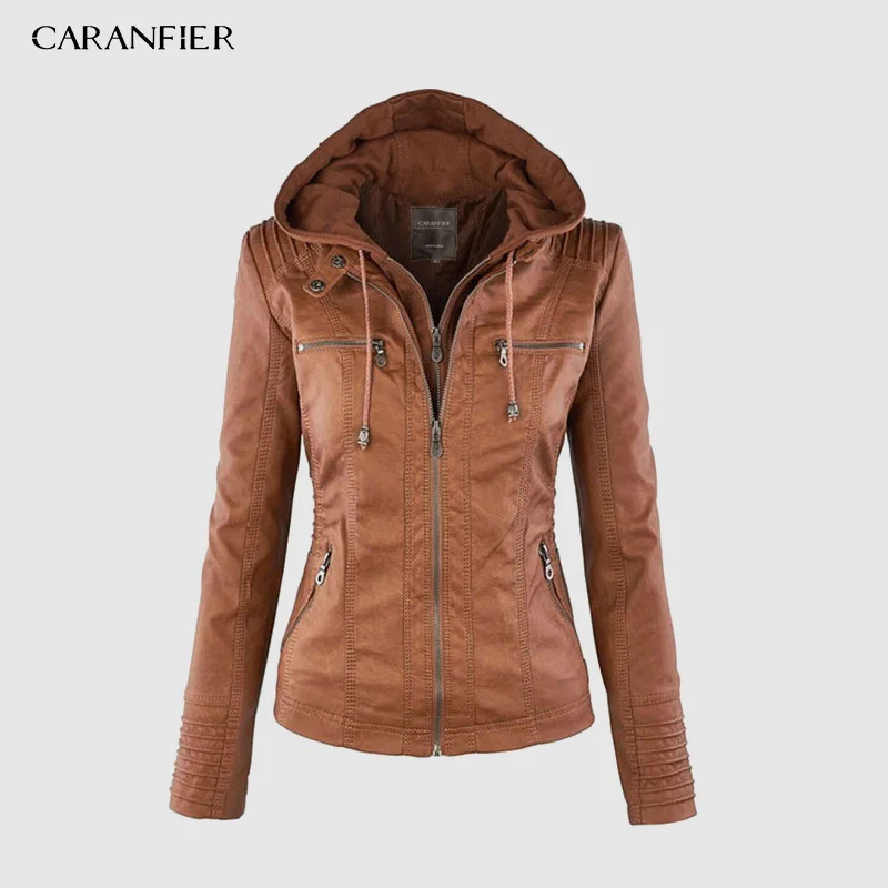 

CARANFIER Faux Leather Coat Women Leather Jacket Winter Coat Plus Size 7XL Waterproof Windproof Out Wear Ladies Basic Outwear