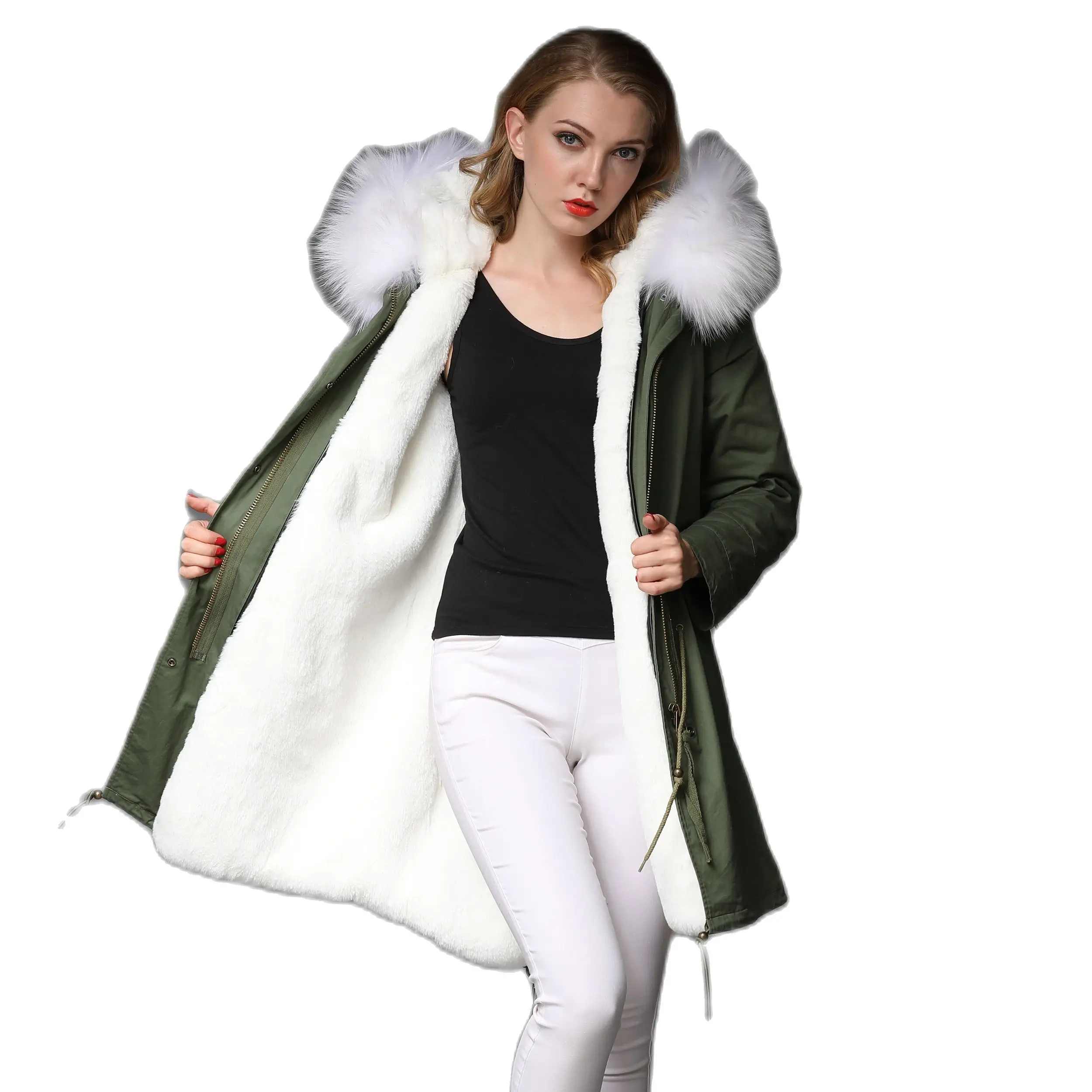

Ветрозащитная меховая парка, зимнее однотонное белое пальто с подкладкой из искусственного меха, женская модная длинная куртка для дам