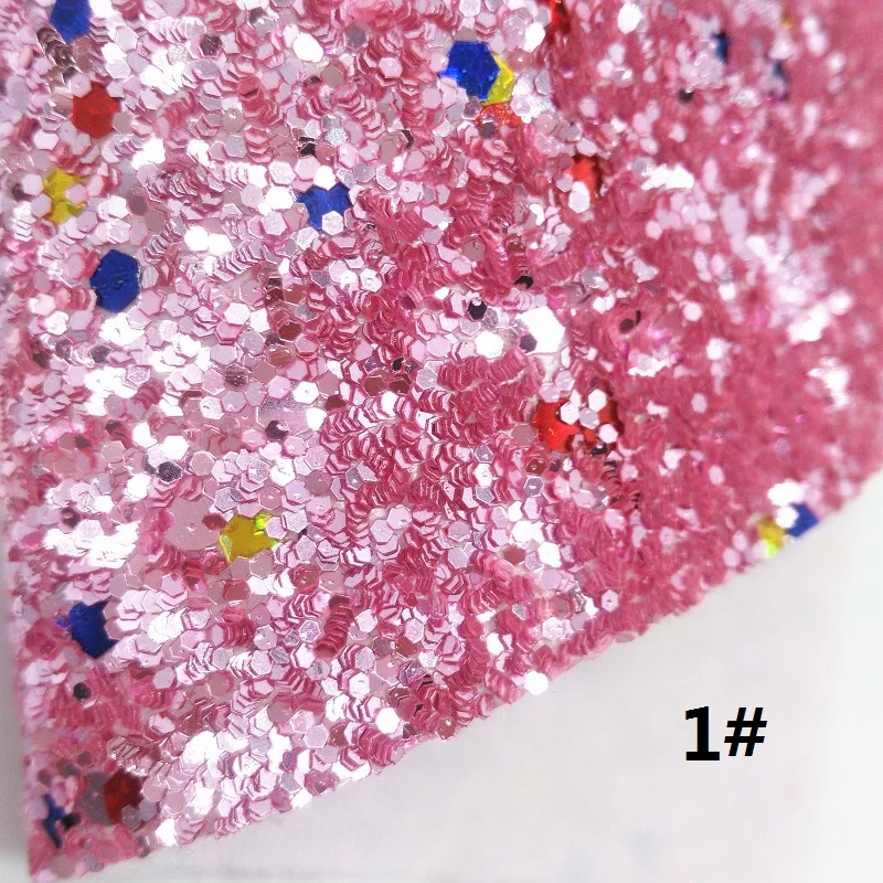 PINK Glitter Fabirc, Faux Leather Fabric,Synthetic Leather Fabric Sheets For Bow A4 8"x11"Twinkling Ming XM411