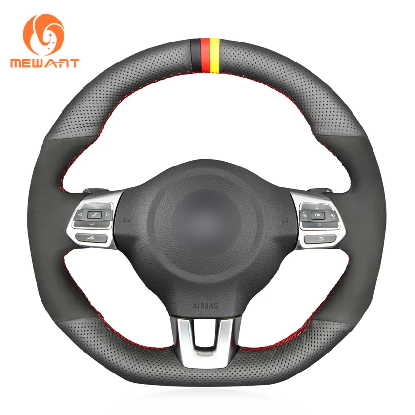 Чехол на руль из черной натуральной замши для Volkswagen VW Golf 6 (VI) GTI Polo (R-Line) Scirocco CC |
