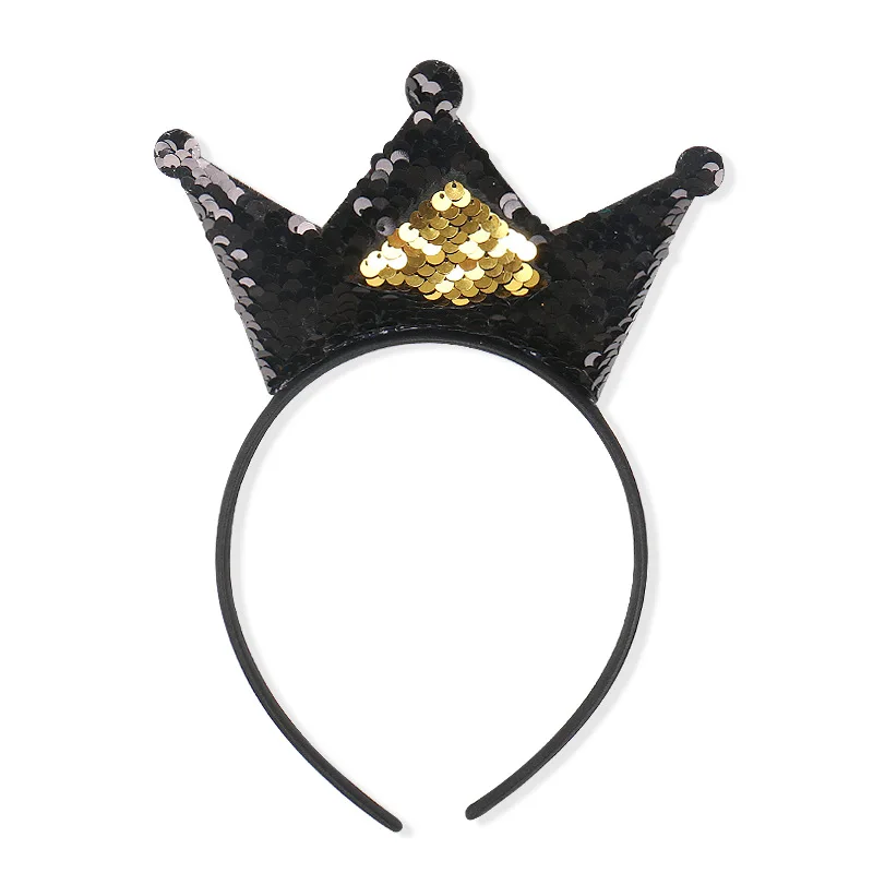 9 crown Ободки с бантом и блестками для девочек; блестящая подвеска; детский обруч для волос с блестками; Двусторонняя повязка для волос на день рождения - Цвет: 9 crown