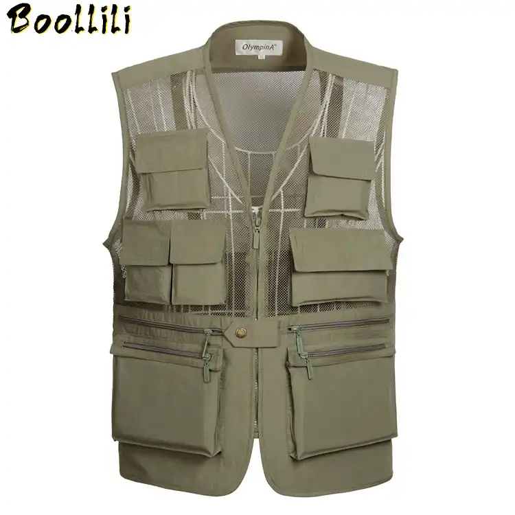 Gilet D Ete Homme Gilet Avec Beaucoup De Poches Photographe Gilets Veste En Maille Sans Manches Aliexpress