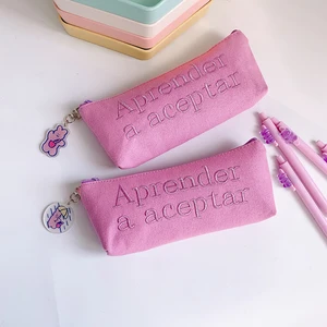 Ins фиолетовый чехол для карандашей с английскими буквами Kawaii канцелярская сумка с подвеской в виде кролика сумка для карандашей офисные и школьные принадлежности чехол для карандашей