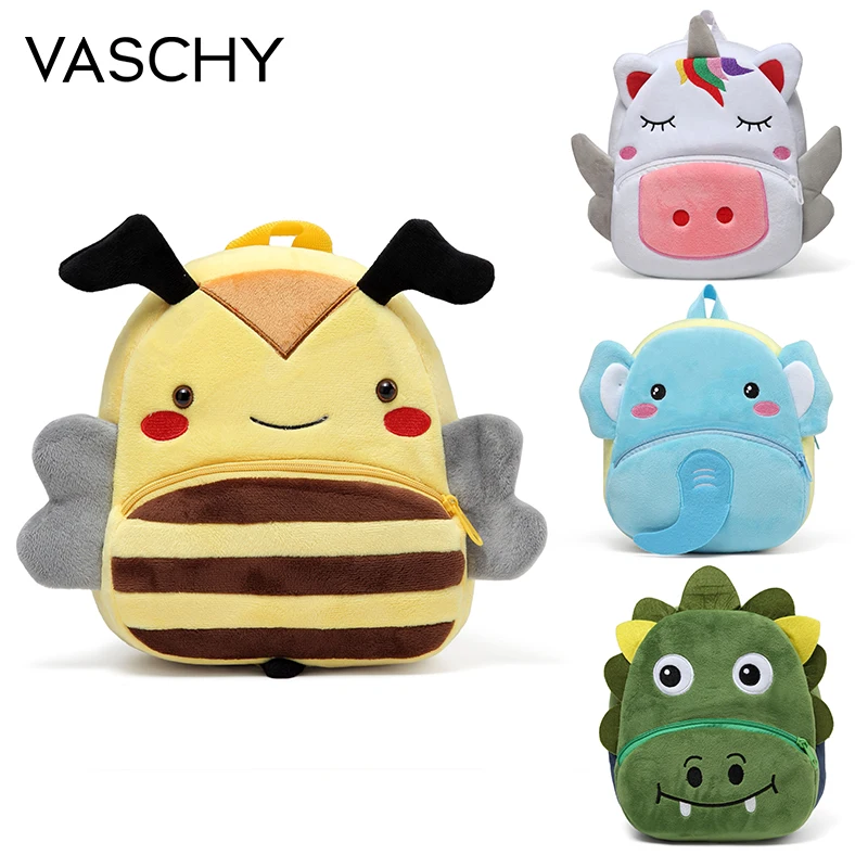 VASCHY 3D Soft Plush Toddler Backpacks for Kids Cartoon Small Animals Backpack Boys Girls Cute Kindergarten School Bag | Багаж и сумки