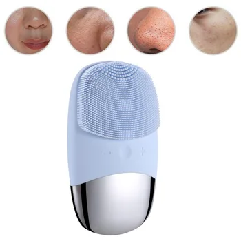

Mini USB Electric Face Facial Cleansing Brushes Foreoing Silicone Sonic Cleaner Deep Pore Cleaning Waterproof Face Scrubber NEW