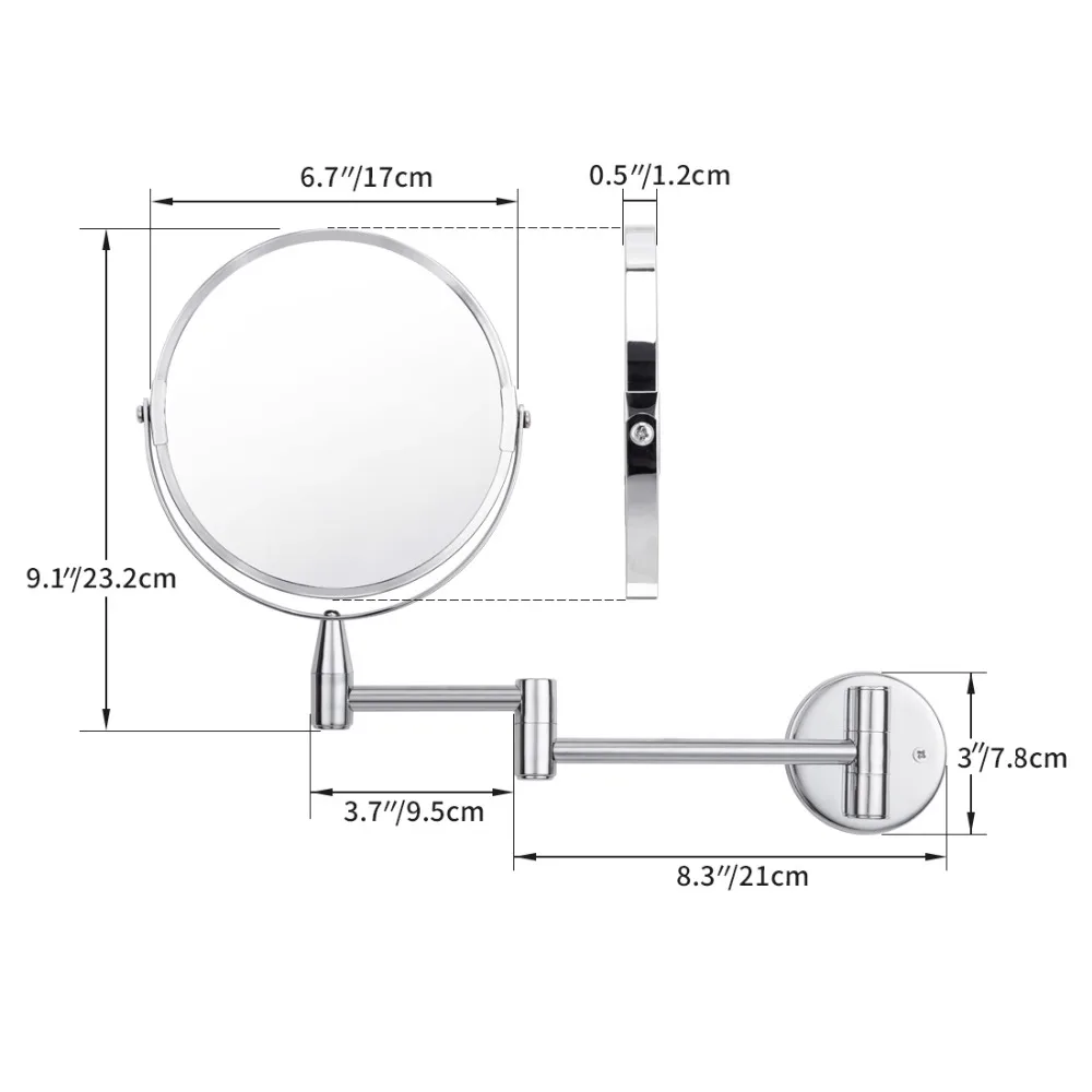 Настенное косметическое зеркало для ванной Двухстороннее " 1X/5X увеличение косметическое зеркало регулируемое круглое косметическое зеркало для ванной комнаты