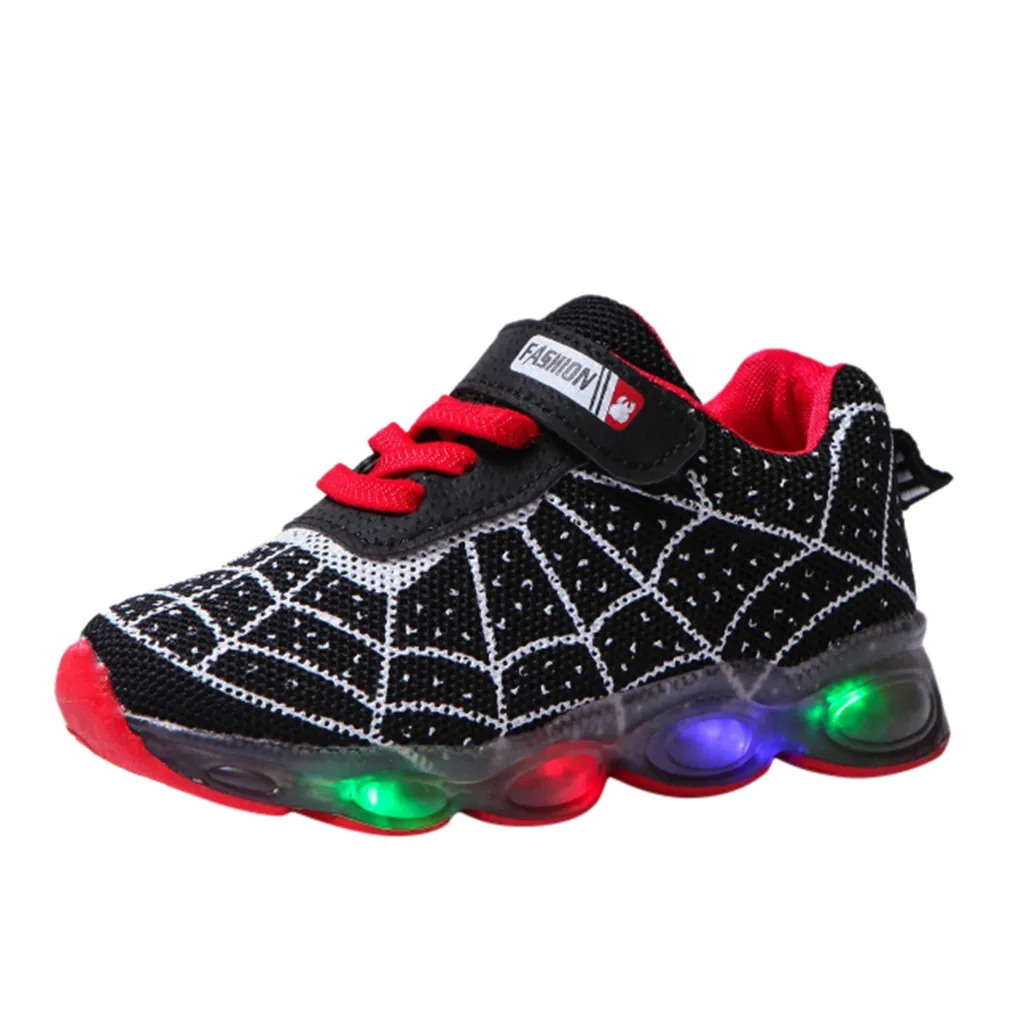 Обувь для человека-паука для мальчиков, кроссовки для детей, светодиодный светильник для детей, обувь для детей для девочек, повседневные спортивные кроссовки#5G4