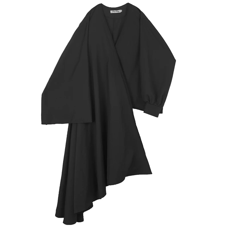 Осенний мужской длинный Тренч с асимметричным дизайном, винтажный панк-плащ, Мужская нестандартная куртка в стиле хип-хоп, пальто оверсайз - Цвет: Черный