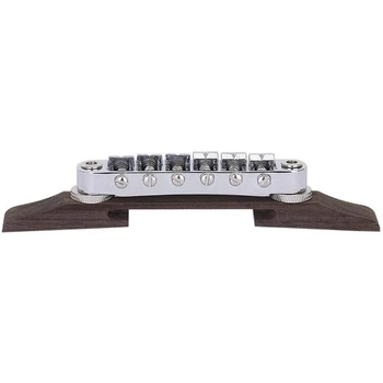 

HOT-Guitar Rosewood Bridge with Chrome Plated Regular Saddles Adjustable Pour Jazz Guitar