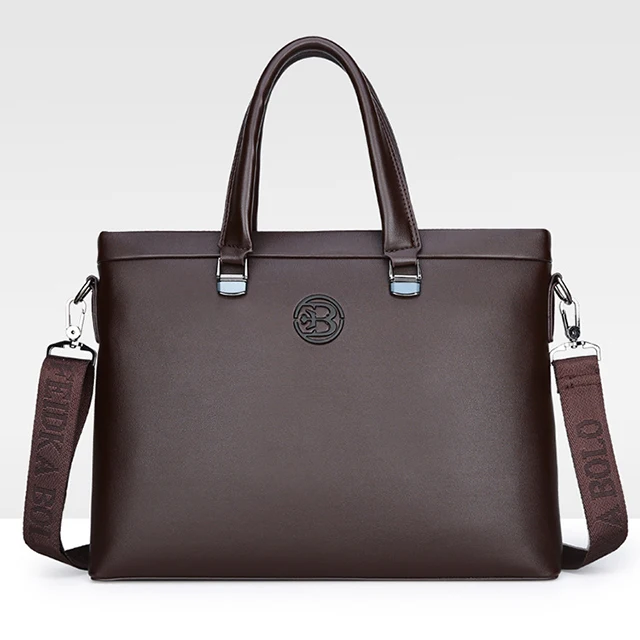 Men's Casual Waterproof Laptop Bag Double Leather Business Briefcase Handbag Messenger Bag Men's Leather Shoulder Bag Travel Bag - Цвет: Brown