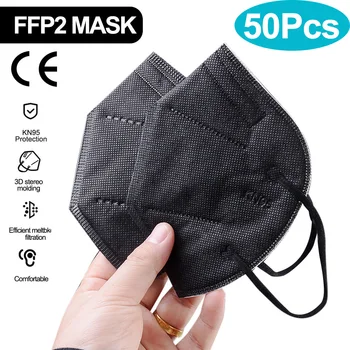 

50 pieces Black KN95 PM2.5 Filter Mouth masks Anti-Pollution Reusable Protect Mask masque FFP2 Safety Mouth Mask Mascarillas