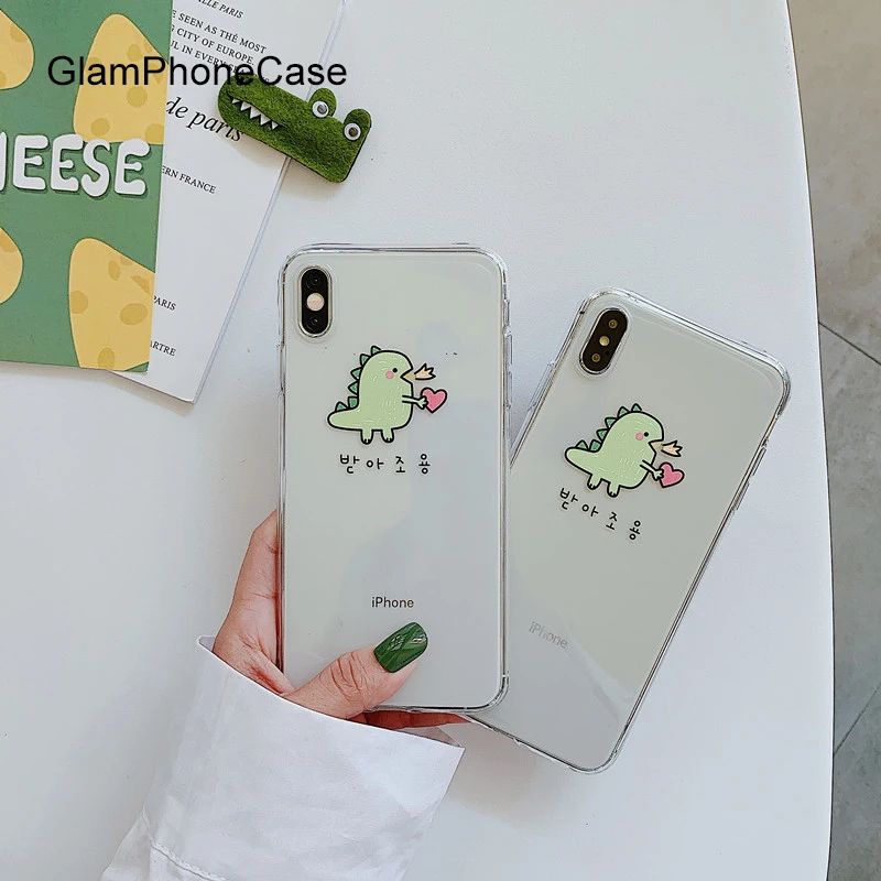 

GlamPhoneCase Cartoon Dinosaur Love Phone Case For iPhone X XS Max XR Soft Silicone Cover For iPhone 7 8 6 6s Plus Case