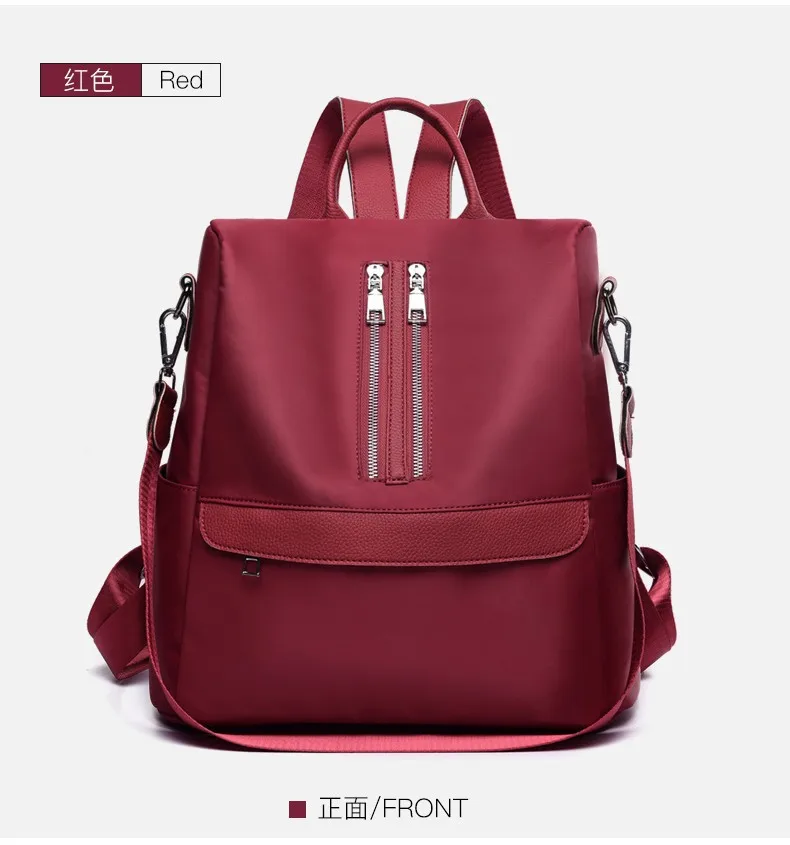 Backpack Women's Versatile Lightweight Oxford Cloth Waterproof Schoolbag Anti-Theft Multi-functional Brigade