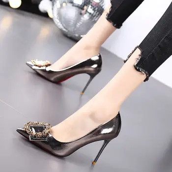 

Women's Shoes Stiletto Fine Heel Single Shoes Women Pumps Patent Leather High Heels Shoes Wedding Bridal Shoes Women