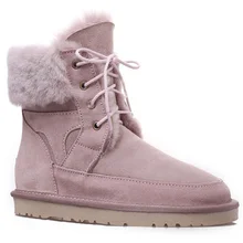 Winter Boots Outdoor Genuine Leather Womens Snow Ankle for Women Faux Suede Slim