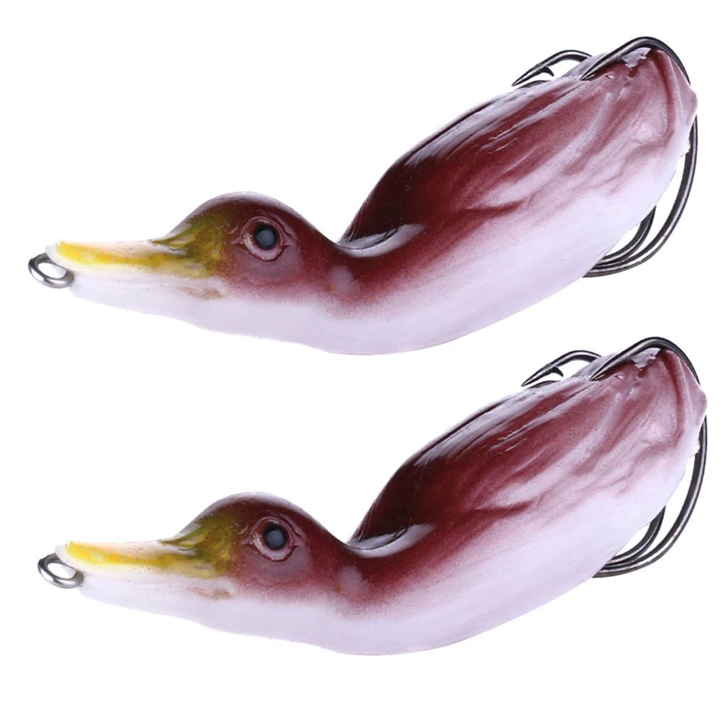 Perfeclan 2pcs 10.5cm Artificial Duck Fishing Lure Soft Silicone Sinking Wobblers Frog Baits Pesca Pike Carp Fishing Lures Tool