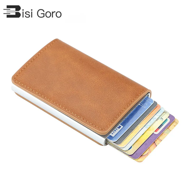 

BISI GORO Aluminum Box Credit Card Holder Pop-Up Clutch Card Case for Men and Women New Slim Mini Wallet Security RFID Holder