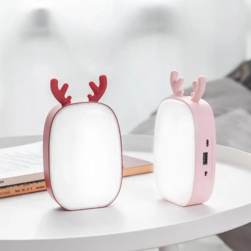 Мини Настольный светильник Многофункциональный красивый Sprouting олень USB Перезаряжаемый прикроватный светодиодный настольный светильник для спальни милый Диммируемый