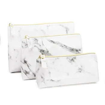 

Creative Large Capacity PU Pencil Bag White Marble Pencil Case Student Stationery Makeup Bags Cute Girl Gift Office Supplies