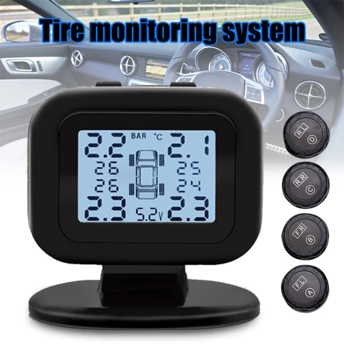 Система контроля давления в автомобильных шинах TPMS цифровой дисплей usb зарядка регулируемый экран TD326