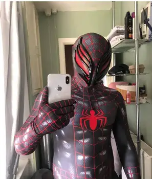

Miguel O'Hara Spider-Man cosplay Super hero Spiderman Costumes Fullbody Zentai Suit Adult man Jumpsuit Long Sleeve Rompers