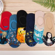 6 пара/лот, новые персональные носки в стиле ретро с изображением мира, носки с масляной росписью, рождественские женские носки