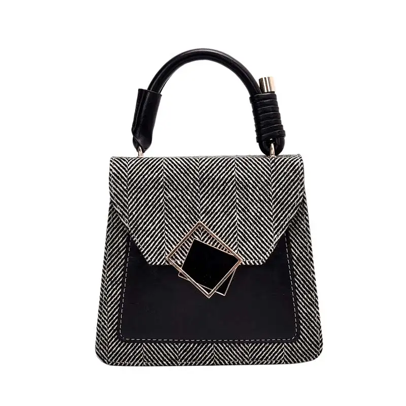 Herald модные женские сумки через плечо с замком и кнопкой, высокое качество, Лоскутная кожаная сумка, офисные повседневные сумки на плечо, сумка-мессенджер - Цвет: Черный