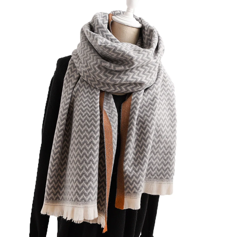 Cena Moda ZIG ZAG Plaid myśliciel ciepła wełna kaszmirowy szalik paszmina z frędzlami kobiety miękki zimowy mężczyzna szalik