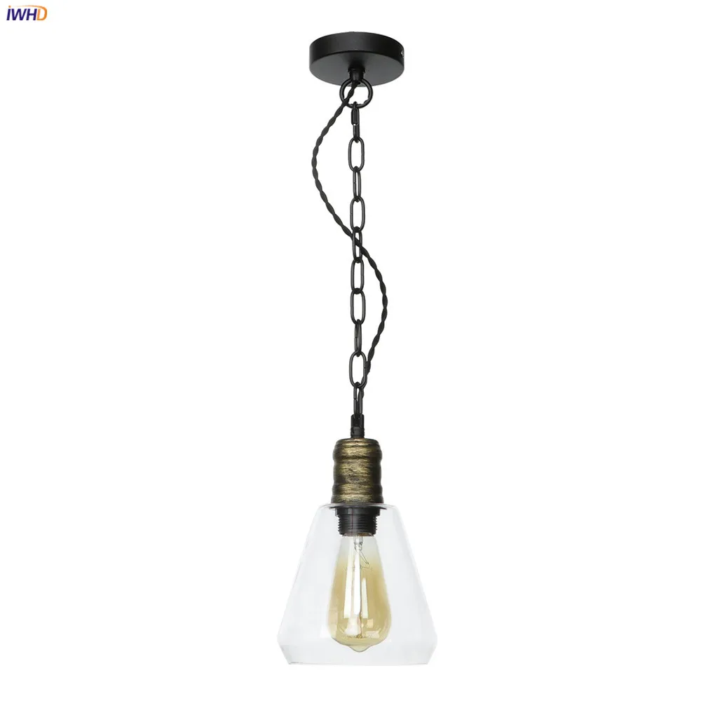 IWHD цепь железный металлический светодиодный подвесной светильник для столовой гостиной Лофт промышленный Декор винтажный подвесной висячий светильник