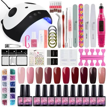 

Nail Set Full Manicure Set 36W UV Led Lamp SoaK Off 10PC Gel Nail Polish Set Electric Nail Drill For Manicure Nail Art Tools Set
