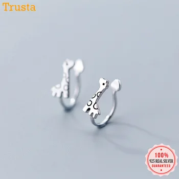 

Trusta Genuine 925 Sterling Silver Fashion Giraffe Ear Cuff Clip on Earring For Teen Girl Without Piercing Earing Jewelry DS2321