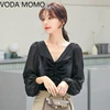 2021 spring velvet patchwork women's shirt blouse for women blusas womens tops and blouses chiffon shirts ladie's top plus size 5